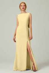 Sheath-Column Sweep-Brush Chiffon Bridesmaid Dress Formal Dresses CB0310PS - COCOMELODY