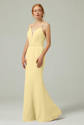 Trumpet-Mermaid Floor Length Chiffon Bridesmaid Dress CB0319 - COCOMELODY