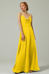A-Line Floor Length Chiffon Bridesmaid Dress CB0322 - COCOMELODY