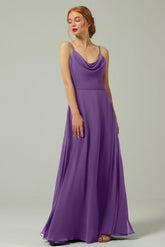 A-Line Floor Length Chiffon Bridesmaid Dress CB0322 - COCOMELODY
