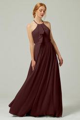 A-Line Floor Length Chiffon Bridesmaid Dress CB0328 - COCOMELODY