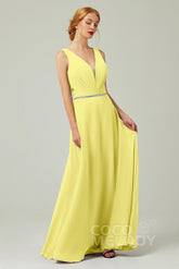 A-Line Floor Length Chiffon Bridesmaid Dress CB0332 - COCOMELODY