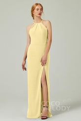 Sheath-Column Floor Length Chiffon Bridesmaid Dress Formal Dresses CB0337 - COCOMELODY