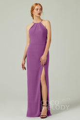 Sheath-Column Floor Length Chiffon Bridesmaid Dress Formal Dresses CB0337 - COCOMELODY