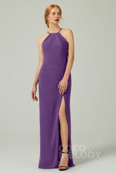 Sheath-Column Floor Length Chiffon Bridesmaid Dress Formal Dresses CB0337 - COCOMELODY