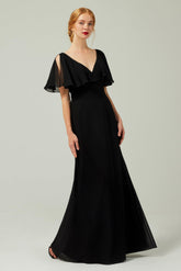 Sheath-Column Floor Length Chiffon Bridesmaid Dress Formal Dresses CB0341 - COCOMELODY