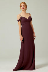 Sheath-Column Floor Length Chiffon Bridesmaid Dress Formal Dresses CB0343 - COCOMELODY