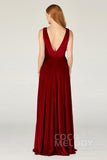 A-Line Floor Length Velvet Bridesmaid Dress CB0364CR - COCOMELODY