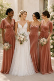 Sheath-Column Floor Length Velvet Bridesmaid Dress Formal Dresses CB0443