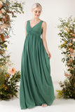 A-Line Sweep-Brush Train Chiffon Bridesmaid Dress CB0452 - COCOMELODY