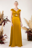 A-Line Sweep Luxe Satin Bridesmaid Dress Formal Dresses CB0497 - COCOMELODY