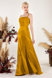 Sheath Sweep Luxe Satin Bridesmaid Dress Formal Dresses CB0498 - COCOMELODY