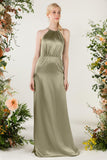 Sheath Sweep Luxe Satin Bridesmaid Dress Formal Dresses CB0501 - COCOMELODY
