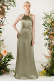 Sheath Sweep Luxe Satin Bridesmaid Dress Formal Dresses CB0501 - COCOMELODY