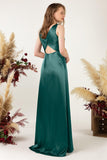 Sheath Sweep Luxe Satin Bridesmaid Dress Formal Dresses CB0502 - COCOMELODY