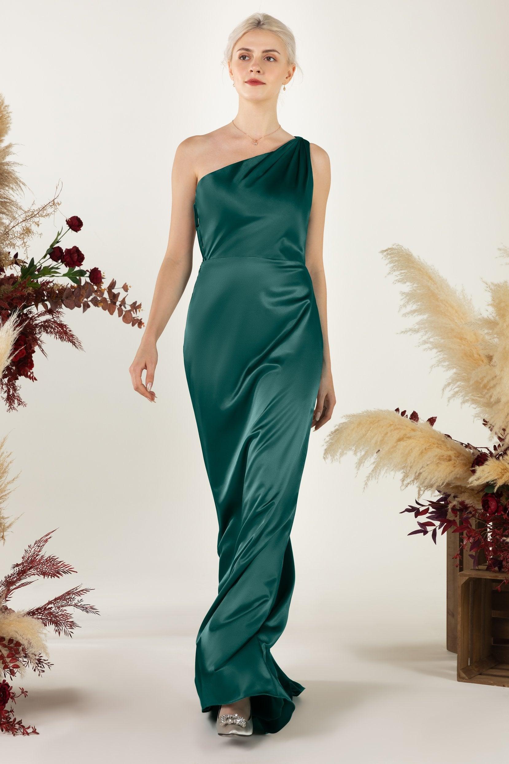 Sheath Sweep Luxe Satin Bridesmaid Dress Formal Dresses CB0503 - COCOMELODY
