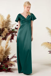 Sheath Sweep Luxe Satin Bridesmaid Dress Formal Dresses CB0504 - COCOMELODY