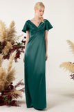 Sheath Sweep Luxe Satin Bridesmaid Dress Formal Dresses CB0504 - COCOMELODY