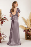 Sheath Sweep Luxe Satin Bridesmaid Dress Formal Dresses CB0511 - COCOMELODY