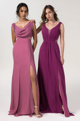 A-Line Floor Length Chiffon Bridesmaid Dress CB0559 - COCOMELODY
