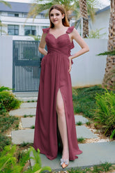 A-Line Floor Length Chiffon Bridesmaid Dress CB0706 - COCOMELODY