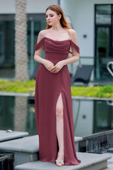A-Line Floor Length Chiffon Bridesmaid Dress CB0709PS - COCOMELODY