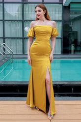Sheath-Column Floor Length Luxe Satin Bridesmaid Dress CB0712 - COCOMELODY