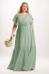 A-Line Maxi Chiffon Bridesmaid Dress CB0731 - COCOMELODY
