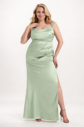 Sheath-Column Maxi Satin Bridesmaid Dress CB0734 - COCOMELODY