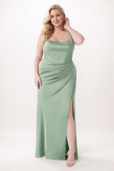 Sheath-Column Maxi Elastic Silk like Satin Bridesmaid Dress CB0735 - COCOMELODY