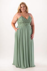 A-Line Maxi Chiffon Bridesmaid Dress CB0740 - COCOMELODY