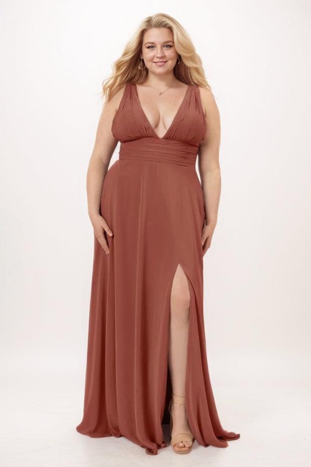 A-Line Maxi Chiffon Bridesmaid Dress CB0750 - COCOMELODY