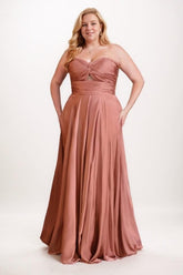 A-Line Maxi Satin Bridesmaid Dress CB0755 - COCOMELODY
