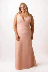 Sheath-Column Maxi Chiffon Bridesmaid Dress CB0760 - COCOMELODY