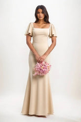 Sheath-Column Maxi Chiffon Bridesmaid Dress CB0813 - COCOMELODY