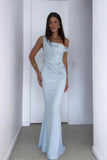 Sheath-Column Maxi Luxe Satin Bridesmaid Dress CB0815