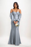 Trumpet-Mermaid Maxi Luxe Satin Bridesmaid Dress CB0817 - COCOMELODY