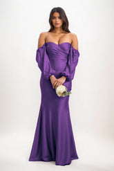 Trumpet-Mermaid Maxi Luxe Satin Bridesmaid Dress CB0817 - COCOMELODY