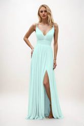 A-Line Maxi Chiffon Bridesmaid Dress CB0825 - COCOMELODY