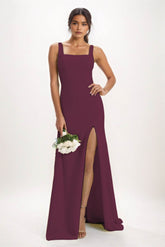 Sheath-Column Maxi Chiffon Bridesmaid Dress CB0826 - COCOMELODY