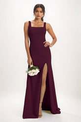 Sheath-Column Maxi Chiffon Bridesmaid Dress CB0826 - COCOMELODY