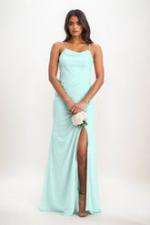 Sheath-Column Maxi Chiffon Bridesmaid Dress CB0827 - COCOMELODY