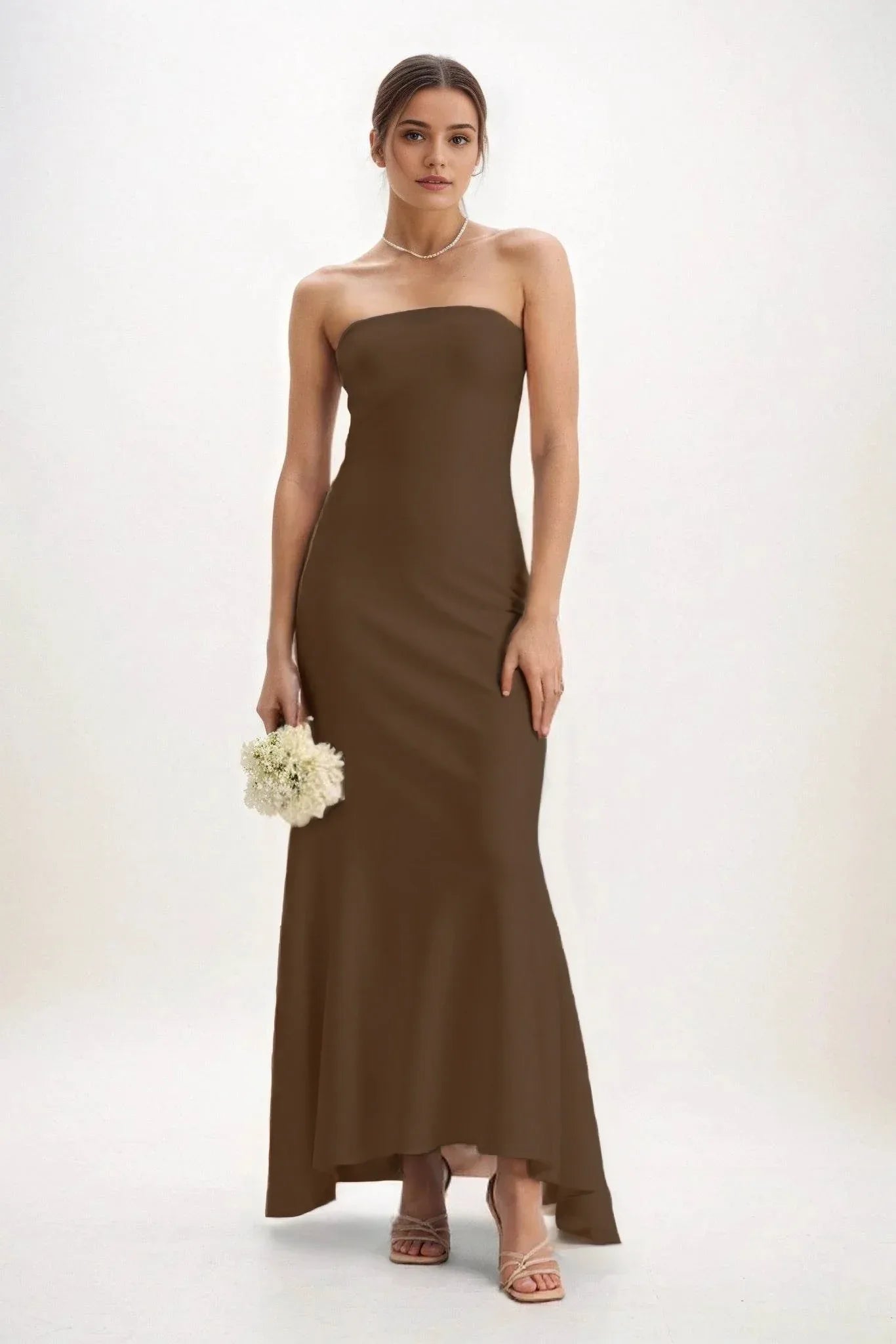 Sheath-Column Midi Luxe Satin Dress CB0829CS - COCOMELODY
