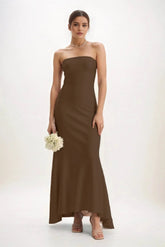 Sheath-Column Midi Luxe Satin Dress CB0829CS - COCOMELODY