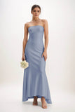 Sheath-Column Midi Luxe Satin Bridesmaid Dress CB0829 - COCOMELODY