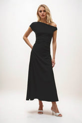 A-Line Midi Luxe Satin Bridesmaid Dress CB0830 - COCOMELODY