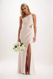 Sheath-Column Maxi Luxe Satin Bridesmaid Dress CB0842 - COCOMELODY