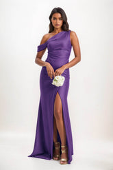 Sheath-Column Maxi Luxe Satin Bridesmaid Dress CB0845 - COCOMELODY