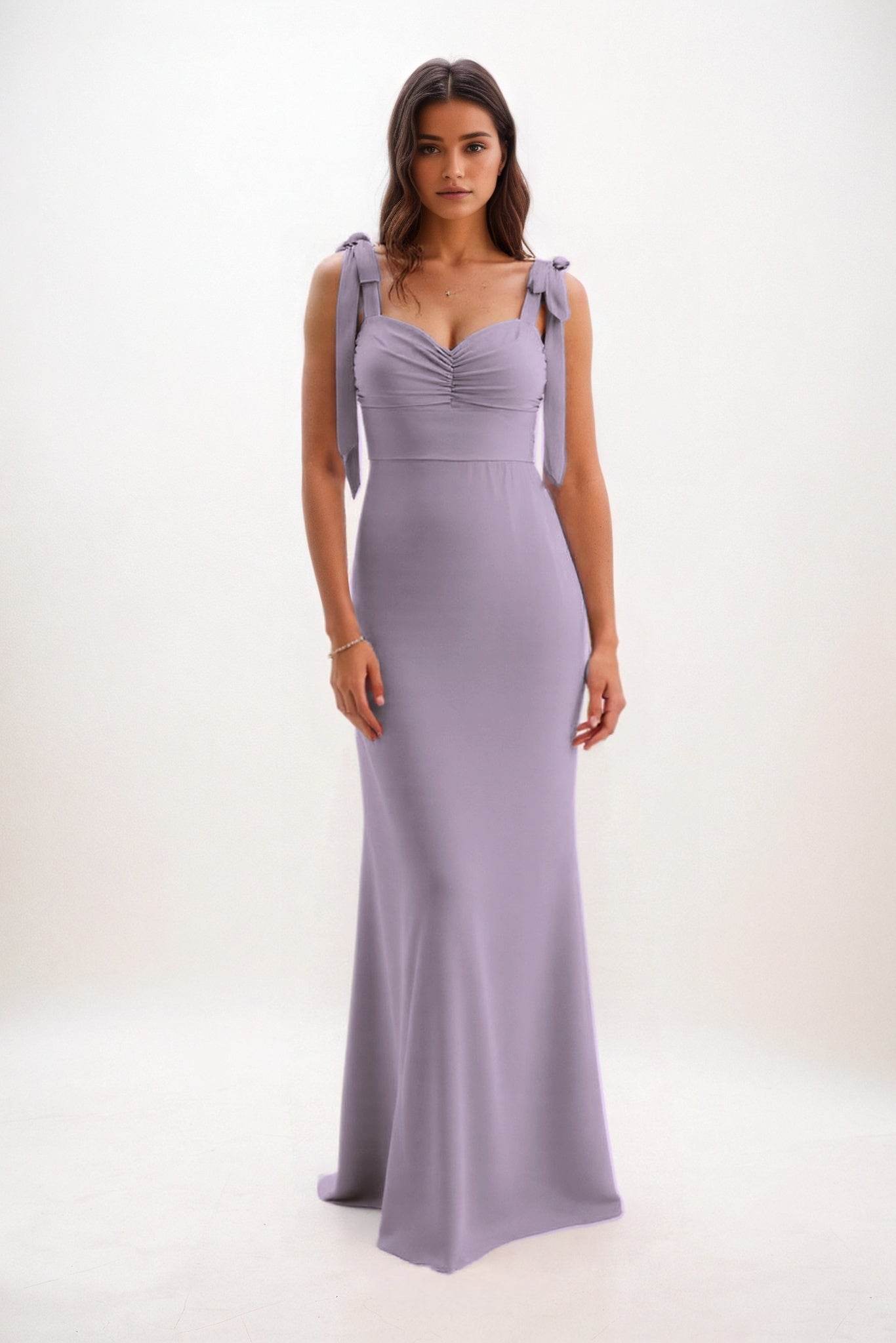 Sheath-Column Maxi Chiffon Bridesmaid Dress CB0849 - COCOMELODY