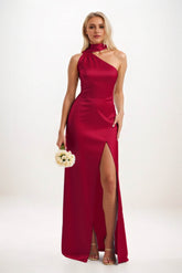 Sheath-Column Maxi Luxe Satin Bridesmaid Dress CB0851 - COCOMELODY